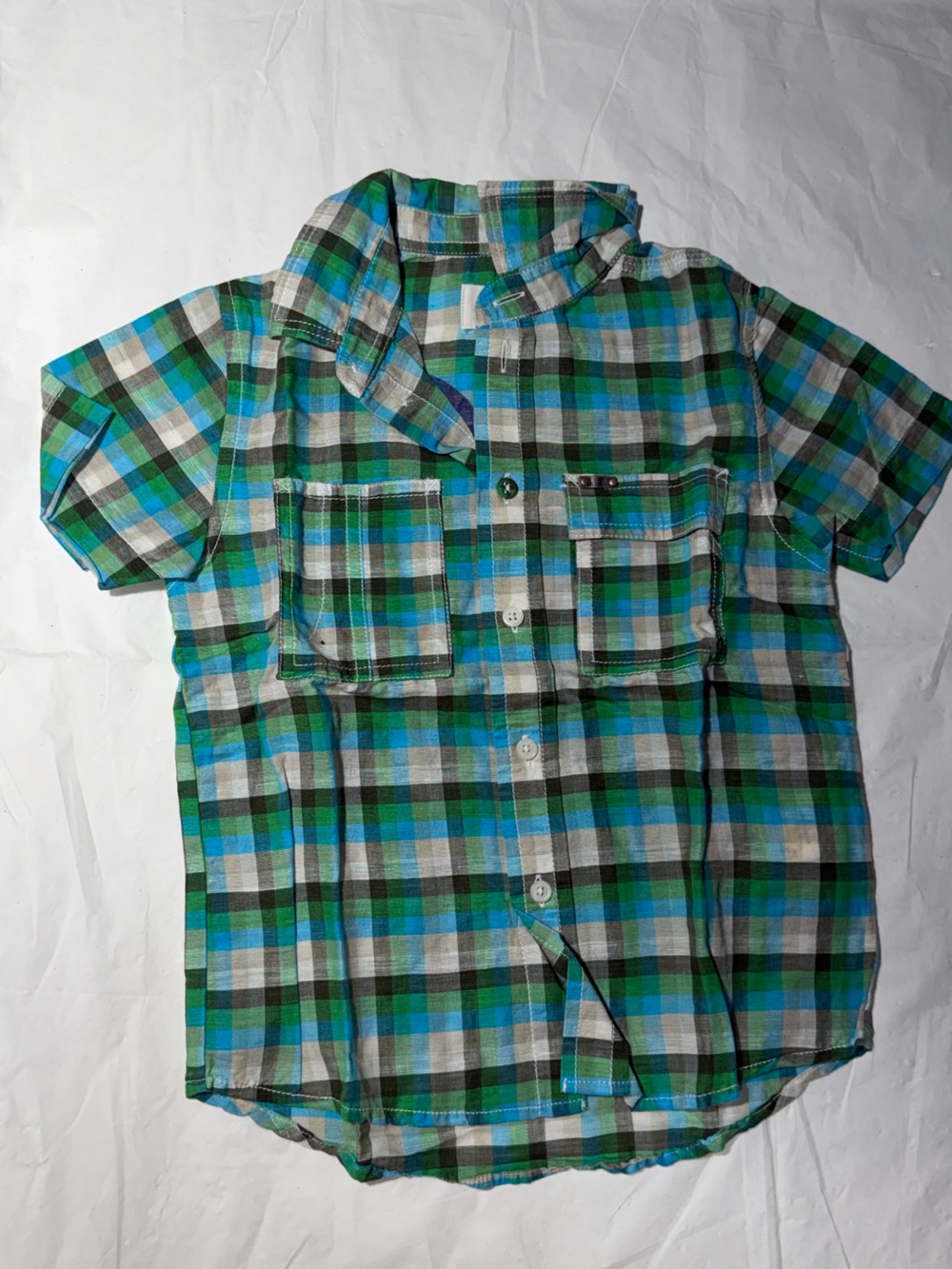 Boys Diesel Green & Blue Plaid Short-Sleeve Shirt